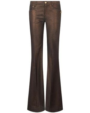 Roberto Cavalli Metallic-Effect Flared Jeans - Brown
