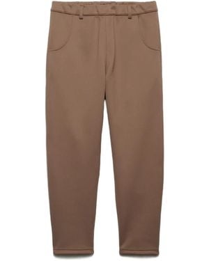 Prada Triangle-Logo Elasticated-Waist Trousers - Brown