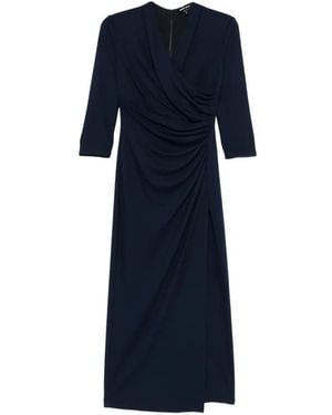 Giorgio Armani V-Neck Draped Maxi Dress - Blue