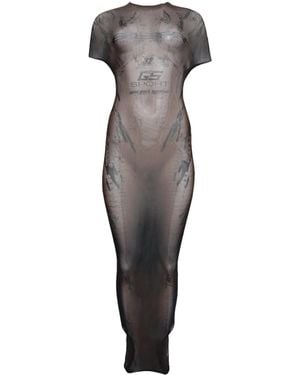 Jean Paul Gaultier Printed Mesh Dress - Grey