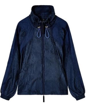 Giorgio Armani Crinkled-Finish Zip-Fastening Jacket - Blue
