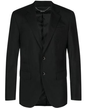 Billionaire Crest-Motif Single-Breasted Blazer - Black