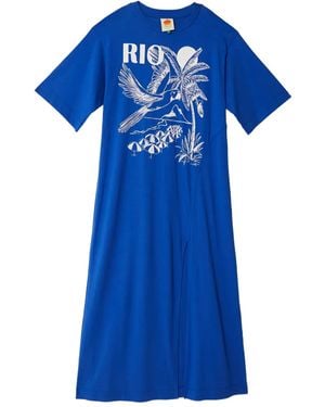 FARM Rio Graphic Slit Maxi Dress - Blue