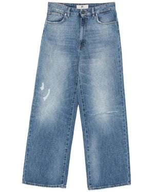 PT Torino Miley Distressed-Detail Wide-Leg Jeans - Blue