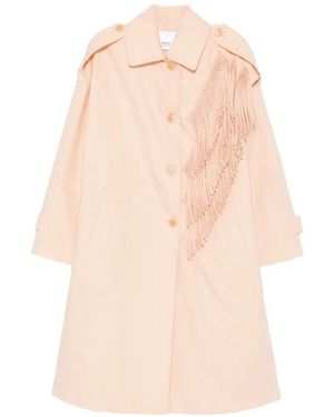 Erika Cavallini Semi Couture Fringe-Detail Trench Coat - White