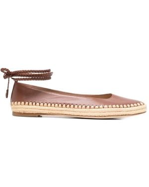 Max Mara Braided-Trim Leather Ballet Flats - White