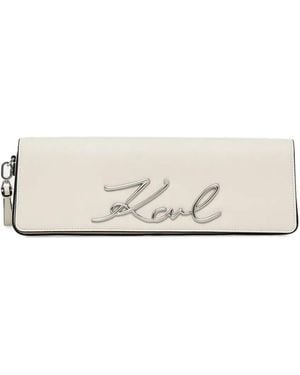 KARL LAGERFELD Signature-Wristlet Clutch Bag - Natural