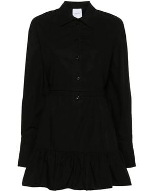 Patou Ruffled Mini Shirt Dress - Black