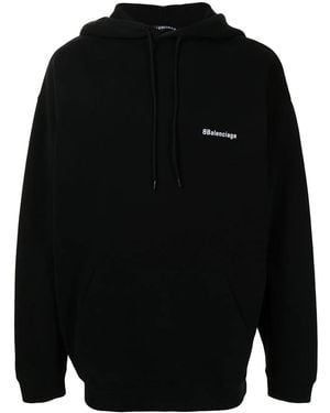 Balenciaga Logo-Embroidered Oversize Hoodie - Black