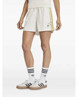 adidas X Liberty London Floral-Embroidered Side-Stripe Shorts - White
