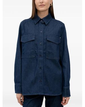 BOSS Button-Up Chest-Pocket Denim Jacket - Blue