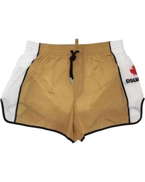 DSquared² Kordelzug-Badeshorts Mit Einsätzen - Natur