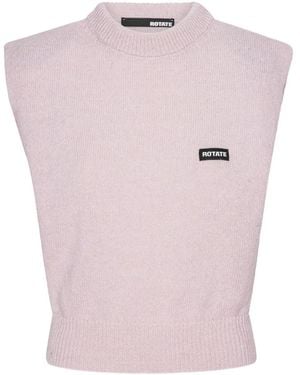 ROTATE BIRGER CHRISTENSEN Padded-Shoulder Knit Vest - Pink