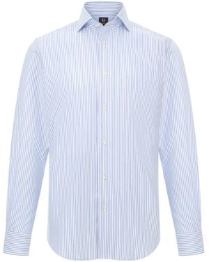 BOGGI Striped Capri-Collar Shirt - White