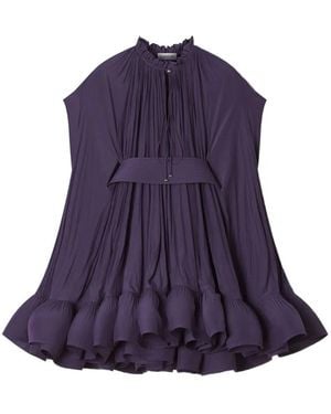 Lanvin Pleated Ruffled Mini Dress - Purple
