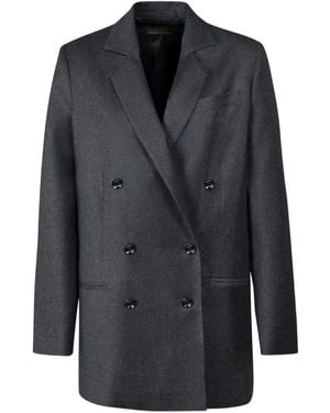 Moorer Saphira-Lxw Double-Breasted Blazer - Black