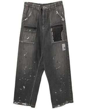 Maison Mihara Yasuhiro Logo-Patched Wide-Leg Jeans - Grey