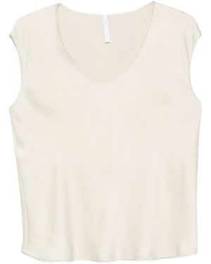 Imperial V-Neck Sleeveless Blouse - White