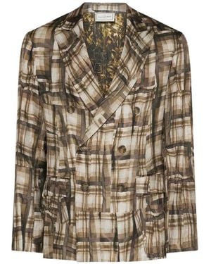 Pierre Louis Mascia Fancy Double-Breasted Blazer - Brown