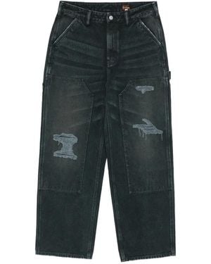 Evisu Distressed Panelled Jeans - Green
