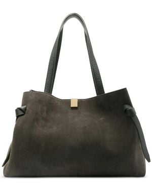 Yuzefi Gyoza Tie-detail Suede Tote Bag - ブラック
