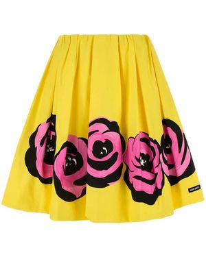 Miu Miu Jupe Plissée À Fleurs - Jaune