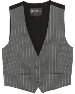 Dondup Veston Crop À Fines Rayures - Gris
