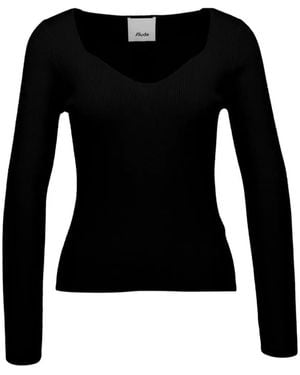 Allude V-Neck Top - Black