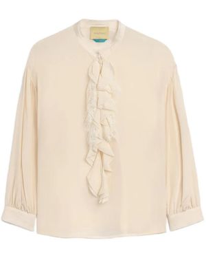 Momoní Nelia Ruffled Lace-Trim Blouse - Natural