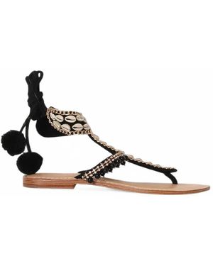 Silvia Tcherassi Vechiano Shell-Embellished Sandals - White