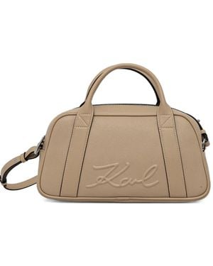 Karl Lagerfeld Embossed Top-Handle Cross Body Bag - Natural