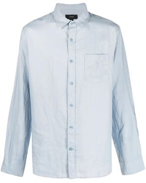 Vince Linen Long Sleeve Shirt - Blau