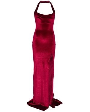 Atu Body Couture Halterneck Velvet Maxi Dress - Red