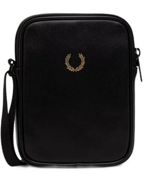 Fred Perry Logo-Embroidered Messenger Bag - Black
