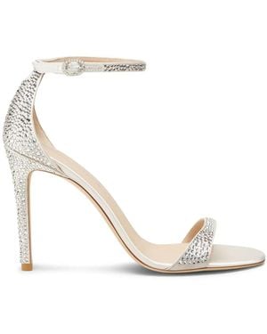 Stuart Weitzman 100Mm Nudist Shine Sandals - White