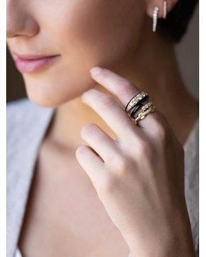 Melissa Kaye Anillo Lola En Oro Amarillo De 18 Ct Con Diamantes - Marrón
