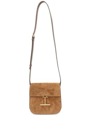 Tom Ford Suede Logo-Detail Shoulder Bag - White