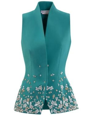 Saiid Kobeisy Embroidered Tailored Vest - Green