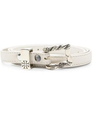 Enfants Riches Deprimes Engraved-Buckle Leather Belt - White