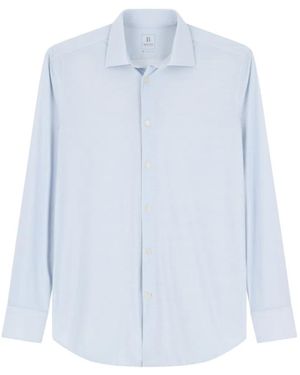 BOGGI Shirt Micro Patterned Nylon Stretch Slim Fit B Tech - Blue