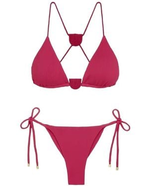 ViX Firenze Yara Textured-Finish T-Back Bikini Top - Pink