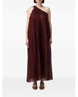 MEIMEIJ One-Shoulder Pleated Maxi Dress - Red