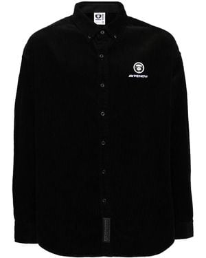 Aape By A Bathing Ape Logo-Patch Corduroy Button-Down Shirt - Black
