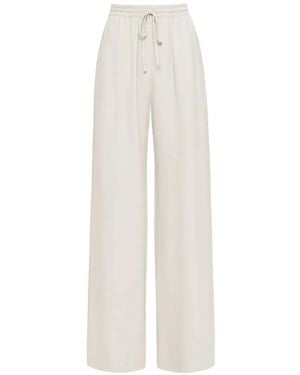 Oscar de la Renta Silk Georgette Drawstring Pant - White