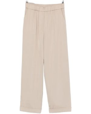 Peserico Elasticated-Waistband Turned-Up-Cuff Trousers - White