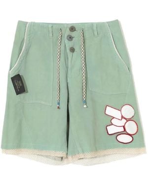 Undercover Appliqué Layered Shorts - Green