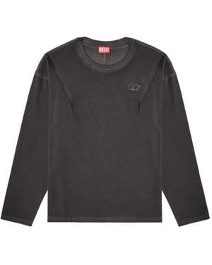 DIESEL X Thug Club Logo-Plaque Frayed-Detail T-Shirt - Gray
