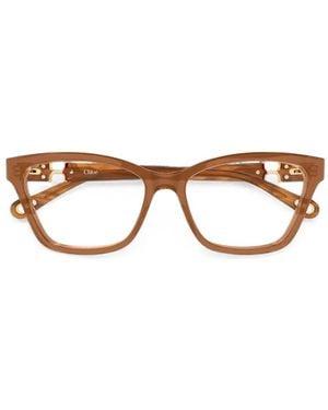 Chloé Geometric-Frame Glasses - Brown