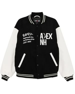 A Bathing Ape Logo-Embroidered Bomber Jacket - Black