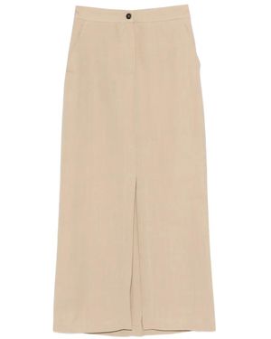 Antonelli Jamie Button Slit Skirt - Natural